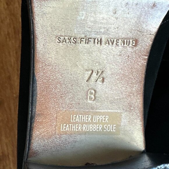 Saks Fifth Avenue Women's 7.5 black suede block heel loafer - Picture 7 of 10